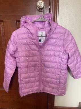 GAP Lilac Star-Print Hooded Puffer Jacket